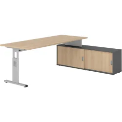 Schreibtisch Office Eiche manuelle Höhenverstellung 200 x 80 cm