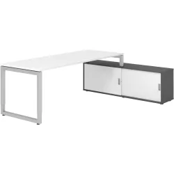 Schreibtisch Office Weiß manuelle Höhenverstellung 200 x 80 cm - Farbe: weiss