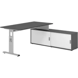 Schreibtisch Office Graphit manuelle Höhenverstellung 160 x 80 cm