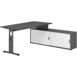 Schreibtisch Office Graphit manuelle Höhenverstellung 160 x 80 cm