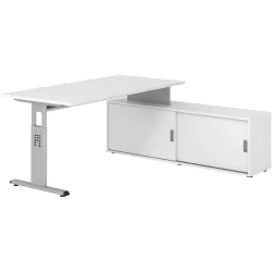 Schreibtisch Office Weiß manuelle Höhenverstellung 160 x 80 cm - Farbe: weiss