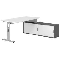 Schreibtisch Office Weiß manuelle Höhenverstellung 160 x 80 cm - Farbe: weiss