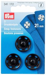 Prym Ann&auml;hdruckkn&ouml;pfe, schwarz, nickelfrei 21 mm, Karte 3 St&uuml;ck