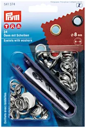 Prym Ösen + Scheiben silber 8 mm 24 Stk.