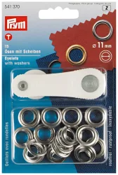 Prym Ösen + Scheiben silber 11 mm 15 Stk.