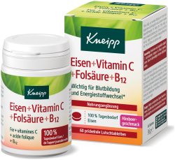 Kneipp Eisen + Vitamin C, Folsäure & B12, 60 Lutschtabletten