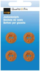 Jackenknopf mittelbraun 15 mm 4 Stk.