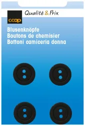 Blusenknopf schwarz 14 mm 4 Stk.