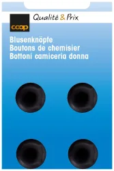 Blusenknopf schwarz 14 mm 4 Stk.