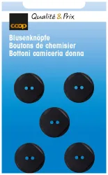 Blusenknopf schwarz 12 mm 5 Stk.
