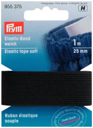 Prym Elastic-Band weich schwarz 25 mm 1 m