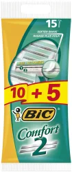 BIC Comfort 2 Einwegrasierer für Männer - 10+5er-Pack