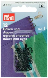 Prym Federhaken und augen schwarz Nr. 1 12 Stk.