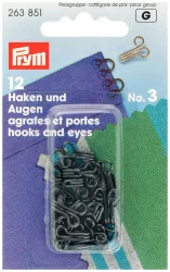 Prym Federhaken und augen schwarz Nr. 3 12 Stk.