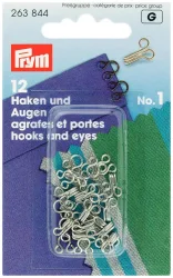 Prym Federhaken und augen silber Nr. 1 12 Stk.