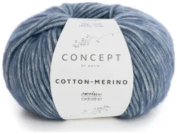 Concept by Katia Cotton-Merino 115 Handstrickgarn Baumwolle/Merino extrafine blau 50g