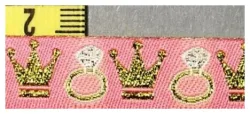 Zierband Kinder Krone pink/gold 12 mm Coupon 2 m