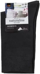 Naturaline Textil Naturaline Damen Socken Glatt Duo Schwarz 35 - 38