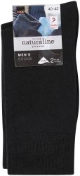 Naturaline Textil Naturaline Herren Socken Glatt Duo Schwarz 43 - 45