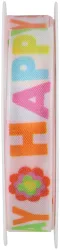 Geschenkband 15 mm x 5 m, Happy Birthday