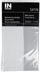 Inhouse Bettwäschegarnitur Satin uni grau 200x210/2x65x65