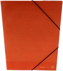 Ambar Serie Kraft FSC recycelt - Eckspannmappe rot A4 - mit Gummibändern