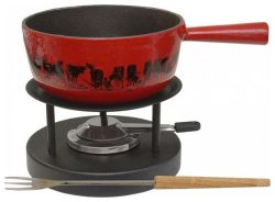 Käsefondue-Set Kuh rot