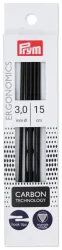 Prym ergonomics Strumpfstricknadeln Carbon 3.00 mm, 15 cm, Karte 5 Stk., Karbonfaser