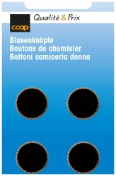 Polyesterknopf mit Metallumrundung schwarz 15 mm 4 Stk.