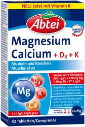 Abtei Magnesium Calcium + D3 + K 42 Tabletten