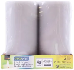 Oecoplan Zylinderkerzen 50x100 2Stk. hellgrau