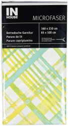 Inhouse Bettwäschegarnitur Microfaser Karo limone 160x210/65x100