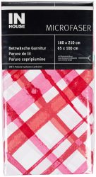 Inhouse Bettwäschegarnitur Microfaser Karo limone 160x210/65x100