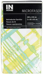 Inhouse Bettwäschegarnitur Microfaser Karo limone 200x210/2x65x65