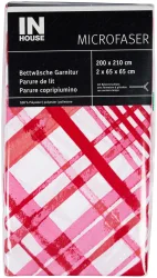 Inhouse Bettwäschegarnitur Microfaser Karo limone 200x210/2x65x65