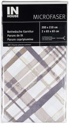 Inhouse Bettwäschegarnitur Microfaser Karo limone 200x210/2x65x65