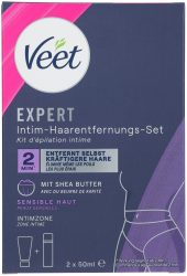 Veet Expert Intim Haarentfernungs Set, Enthaarungscreme & Multi-Benefit-Schaum 2x50 ml