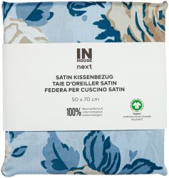 Inhouse Kissen Gots Satin 50x70 Rosen hellblau