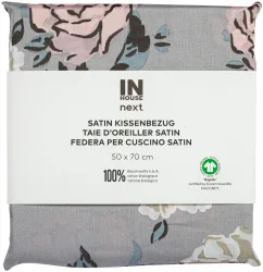 Inhouse Kissen Gots Satin 50x70 Rosen grau