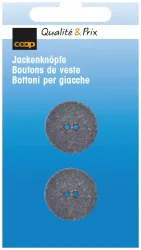 Coop Knopf recycelt 2-Loch dunkelgrau 20 mm 2 Stk.
