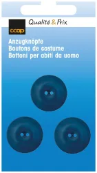 Coop Anzugknopf 2-Loch petrol 20 mm 3Stk.