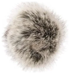 Rico Kunstfell Pompon, schwarz & natur 10 cm, 62 % Pan, 38 % PES