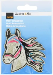 Coop Applikation Pferdekopf mit Trense grau