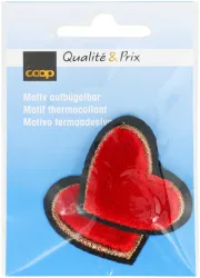 Coop Applikation zwei Herzen flauschig rot