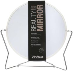 Spiegel & Necessaires - Stellspiegel weiss mit Metallbügel, 1 Stück, Silber