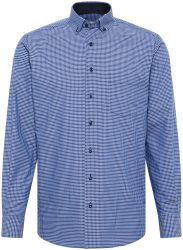 Eterna Modern FIT Hemd Popeline Langarm karriert blau 44
