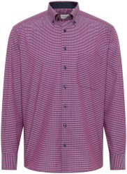 Eterna Comfort FIT Hemd Popeline Langarm karriert rot blau 40