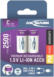 Ansmann Li-Ion Akku Lr14 2 Stück Usb-C