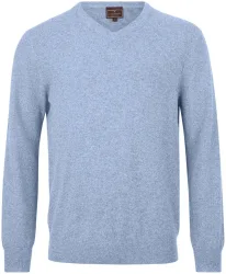 Cashmere Herren V-Ausschnitt Pullover hellblau M