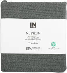 Inhouse Kissen Gots Musseline 65x65 anthrazit